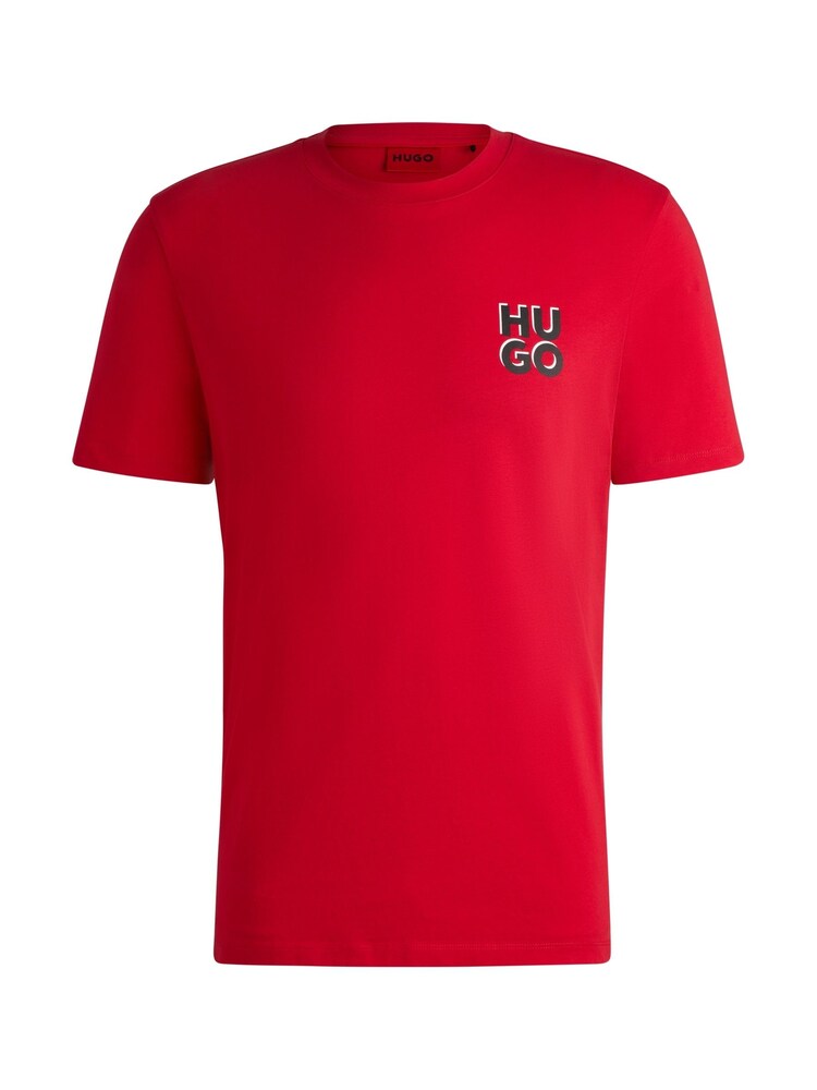 HUGO Pink Stacked Logo 100% Cotton Jersey T-Shirt - Image 5 of 5