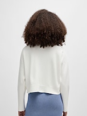 BOSS White Cropped Knitted Jacket With Flap Pockets - Image 2 of 6