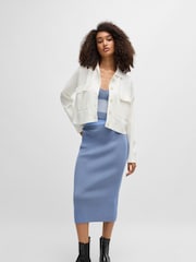 BOSS White Cropped Knitted Jacket With Flap Pockets - Image 3 of 6