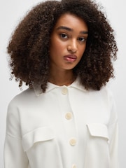 BOSS White Cropped Knitted Jacket With Flap Pockets - Image 4 of 6