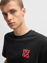 HUGO Black Stacked Logo 100% Cotton Jersey T-Shirt - Image 9 of 9