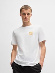HUGO White Stacked Logo 100% Cotton Jersey T-Shirt - Image 1 of 5