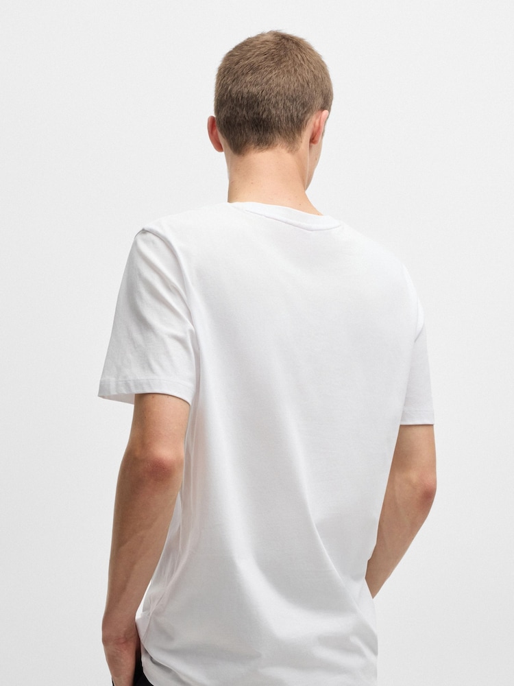 HUGO White Stacked Logo 100% Cotton Jersey T-Shirt - Image 2 of 5