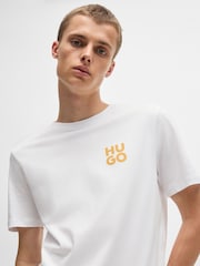 HUGO White Stacked Logo 100% Cotton Jersey T-Shirt - Image 3 of 5