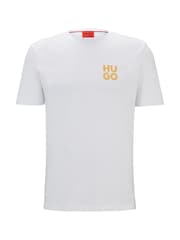 HUGO White Stacked Logo 100% Cotton Jersey T-Shirt - Image 5 of 5