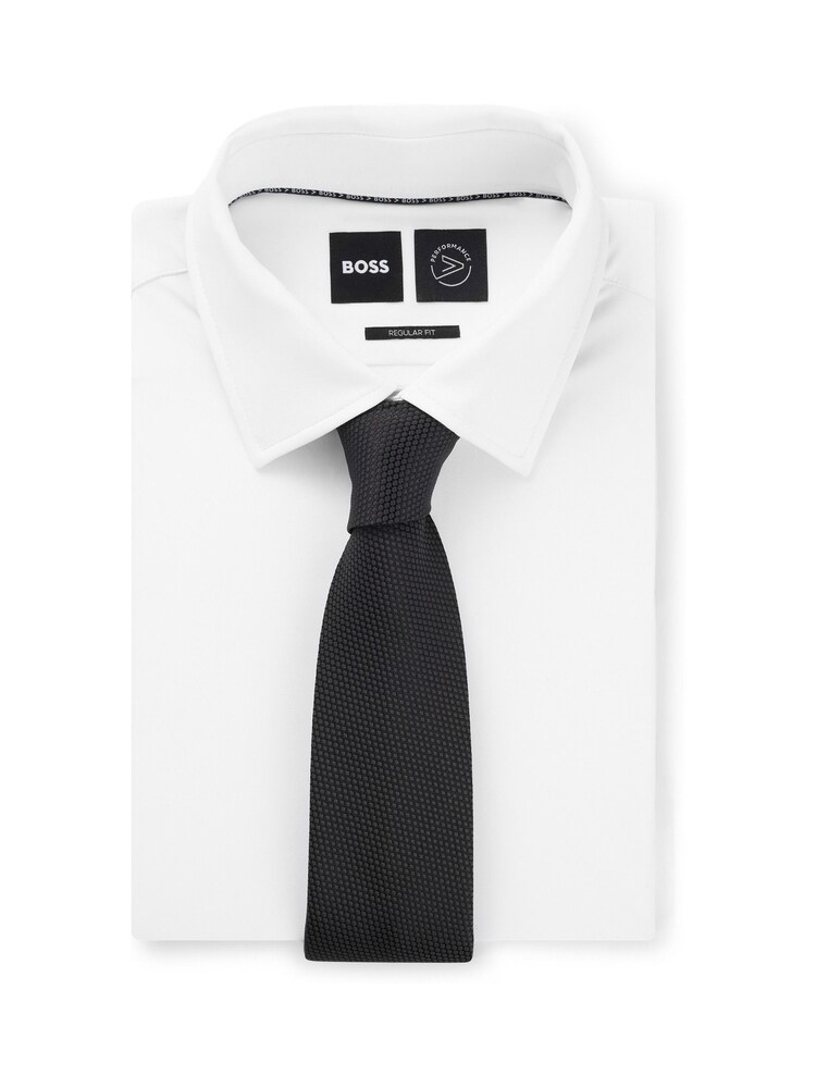 BOSS Black Micro-Patterned Tie In A Silk Blend - Image 2 of 3