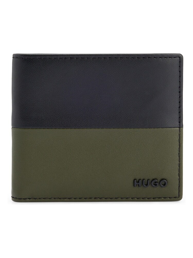 HUGO Logo Lettering Wallet In Two-Tone Leather - Image 1 of 4