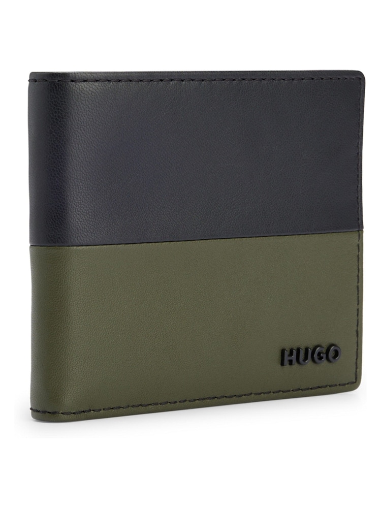 HUGO Logo Lettering Wallet In Two-Tone Leather - Image 2 of 4