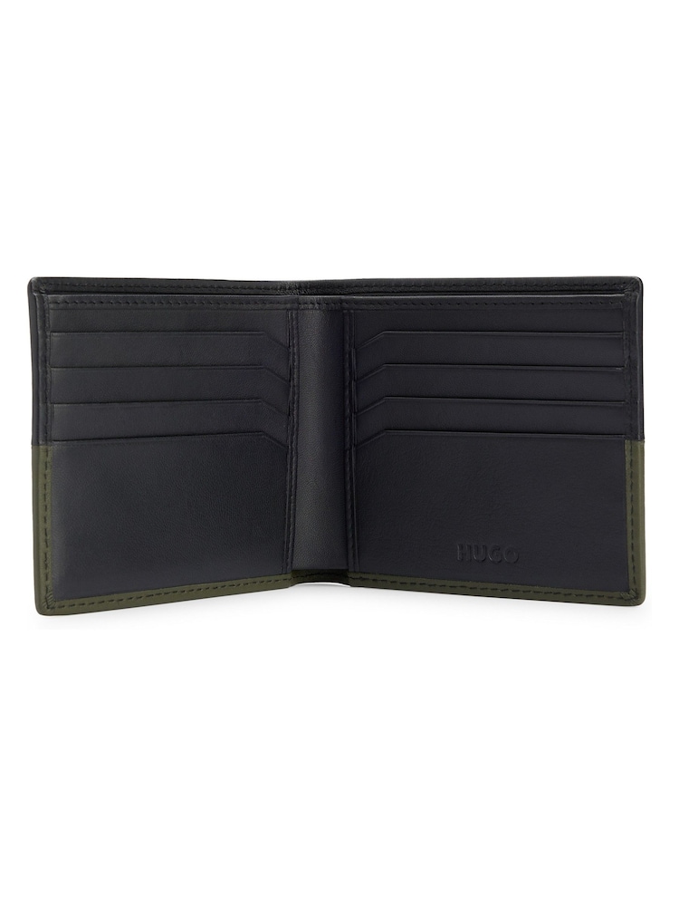 HUGO Logo Lettering Wallet In Two-Tone Leather - Image 3 of 4