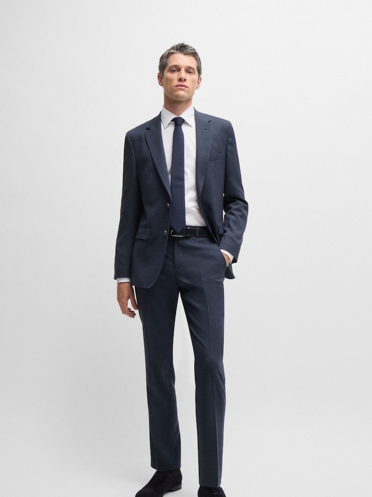 BOSS Blue BOSS Micro-Patterned Regular Fit Wool Jacket - Image 2 of 7 BOSS Blue BOSS Micro-Patterned Regular Fit Wool Jacket - Image 2 of 7