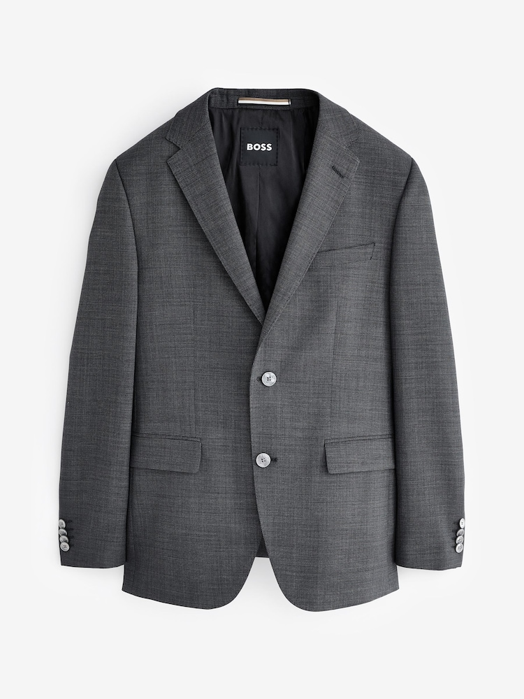 BOSS Grey BOSS Micro-Patterned Regular Fit Wool Jacket - Image 6 of 6 BOSS Grey BOSS Micro-Patterned Regular Fit Wool Jacket - Image 6 of 6