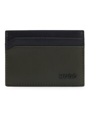 HUGO Black Two-Tone Leather Card Holder With Logo Lettering - Image 1 of 4