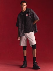 HUGO Black Oversized Seasonal Print 100% Cotton Poplin Shirt - Image 1 of 10