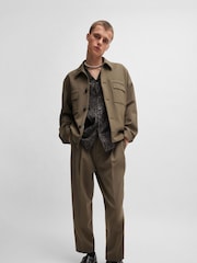 HUGO Black Oversized Seasonal Print 100% Cotton Poplin Shirt - Image 9 of 10