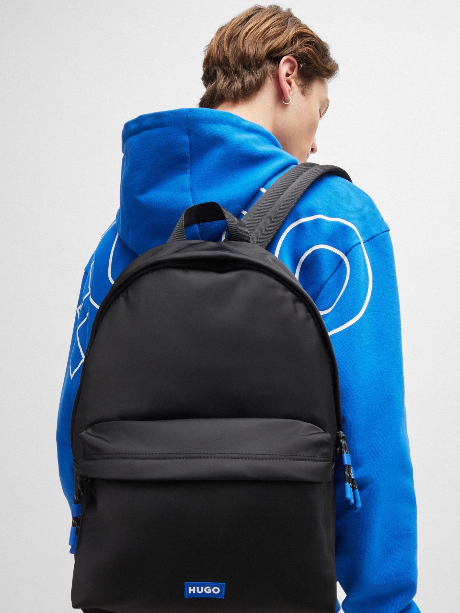 Buy HUGO Blue Black Twill Backpack With Logo Label from Next Germany