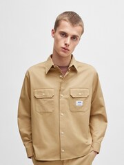 HUGO Natural Logo Label 100% Cotton Twill Shirt - Image 1 of 6