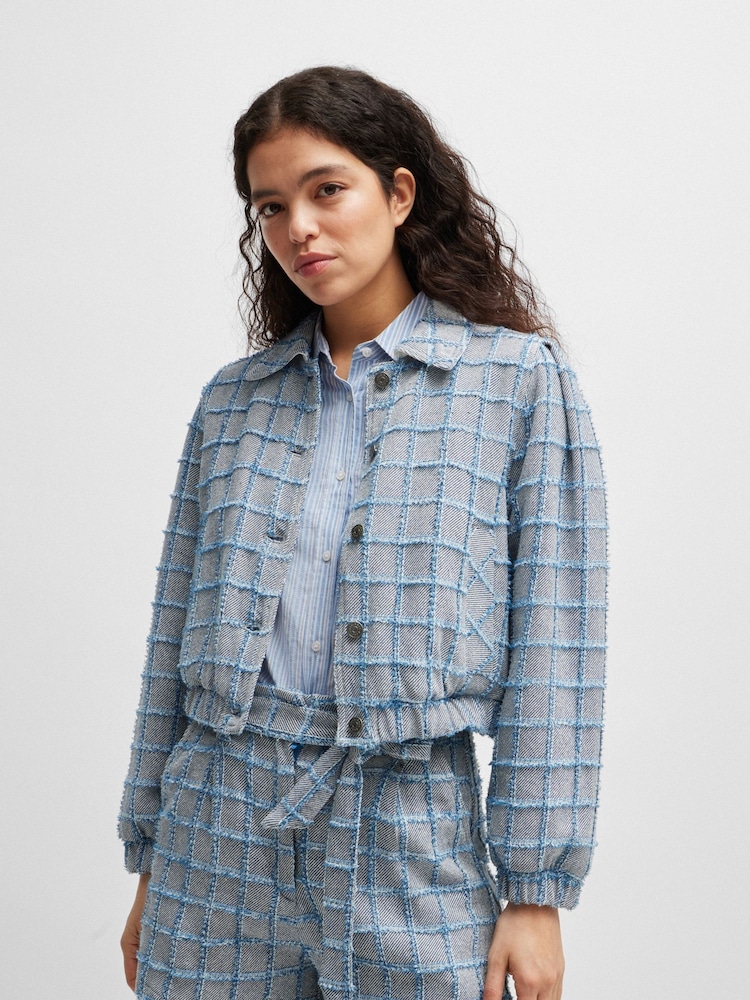 BOSS Blue BOSS Tweed Check Jacket Cotton Blend - Image 1 of 5