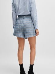 BOSS Blue Tweed Cotton Checkered Shorts - Image 4 of 4