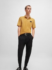 Gold - HUGO Cotton Piqué Logo Label Polo Shirt - Bild 1 von 5