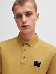 Gold - HUGO Cotton Piqué Logo Label Polo Shirt - Bild 2 von 5