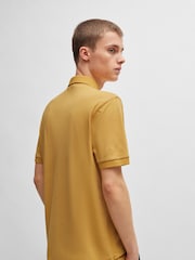 Gold - HUGO Cotton Piqué Logo Label Polo Shirt - Bild 4 von 5