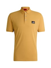 Gold - HUGO Cotton Piqué Logo Label Polo Shirt - Bild 5 von 5