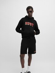 HUGO Black Logo Detail 100% Cotton Terry Shorts - Image 2 of 4