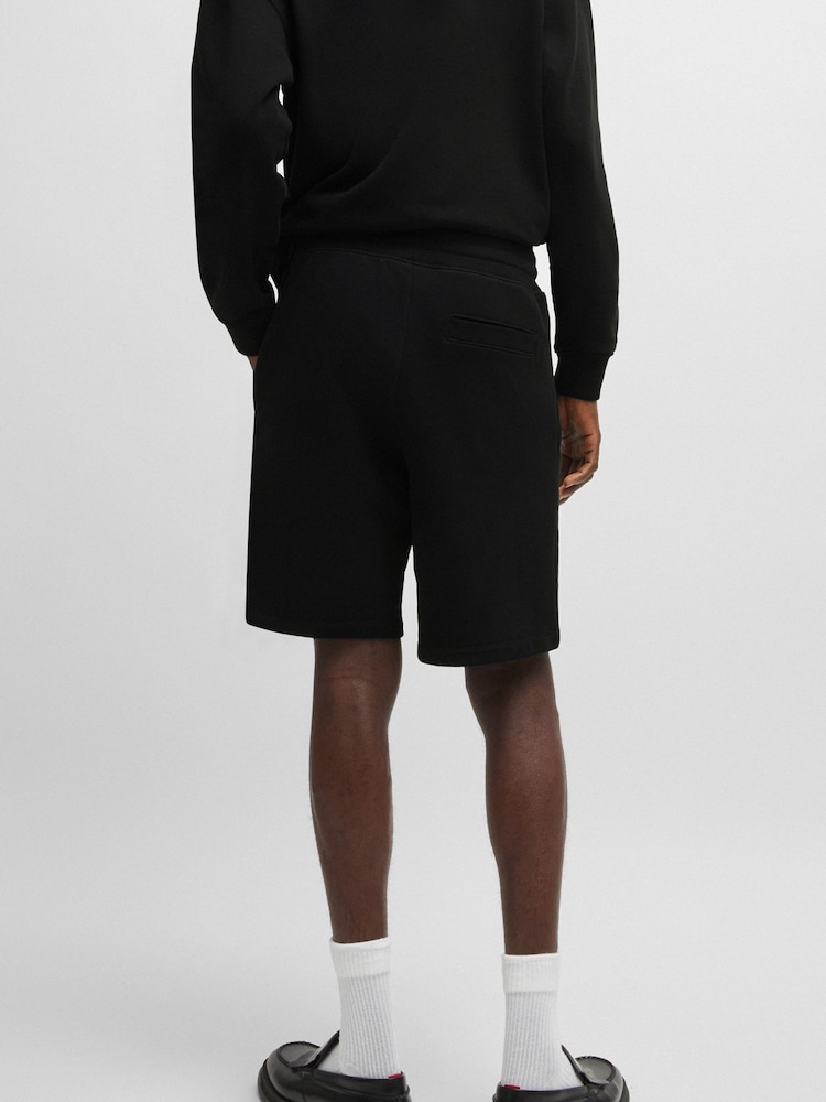 HUGO Black Logo Detail 100% Cotton Terry Shorts - Image 4 of 4