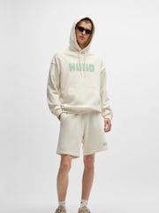 HUGO White Logo Print 100% Cotton Terry Hoodie - Image 10 of 11