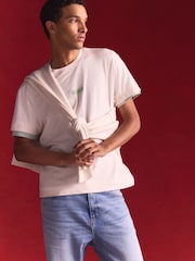 HUGO White Logo Print 100% Cotton Terry Hoodie - Image 6 of 11