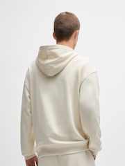HUGO White Logo Print 100% Cotton Terry Hoodie - Image 9 of 11