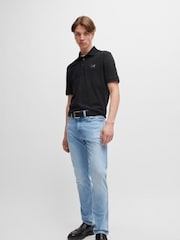HUGO Black Cotton Piqué  Logo Label Polo Shirt - Image 2 of 4