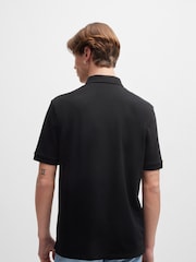 HUGO Black Cotton Piqué  Logo Label Polo Shirt - Image 3 of 4