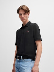 HUGO Black Cotton Piqué  Logo Label Polo Shirt - Image 4 of 4