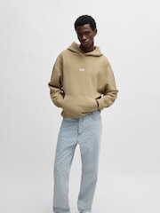 HUGO Natural Loose Fit 100% Cotton Hoodie With Logo Details - Image 2 of 6