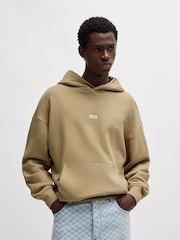 HUGO Natural Loose Fit 100% Cotton Hoodie With Logo Details - Image 4 of 6