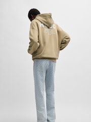 HUGO Natural Loose Fit 100% Cotton Hoodie With Logo Details - Image 5 of 6