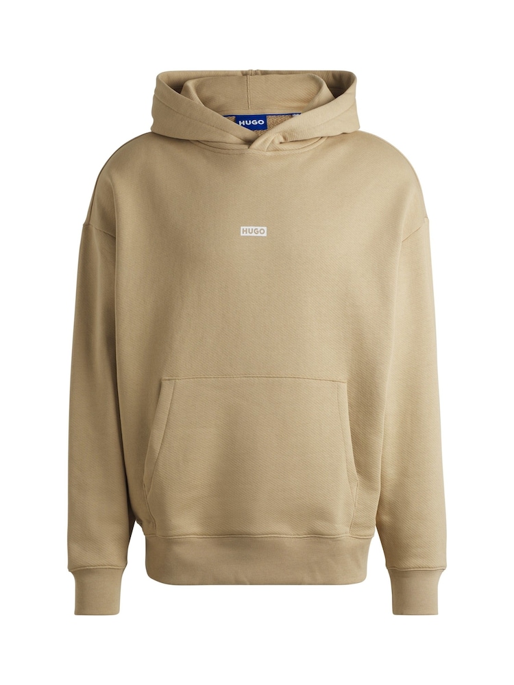 HUGO Natural Loose Fit 100% Cotton Hoodie With Logo Details - Image 6 of 6
