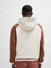 HUGO White 100% Cotton Terry Hoodie With Varsity Inspired Logo - Image 2 of 5