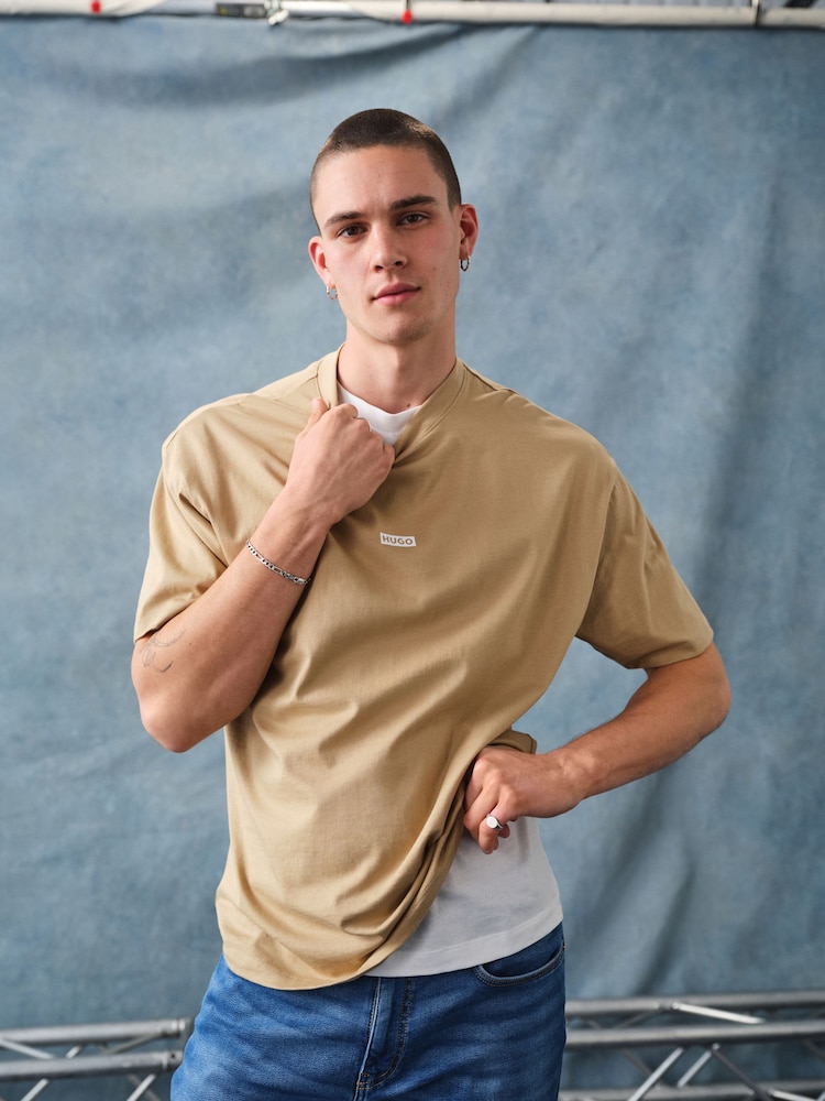 HUGO Blue Natural Logo Print 100% Cotton Jersey T-Shirt - Image 2 of 8