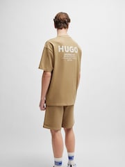 HUGO Blue Natural Logo Print 100% Cotton Jersey T-Shirt - Image 5 of 8