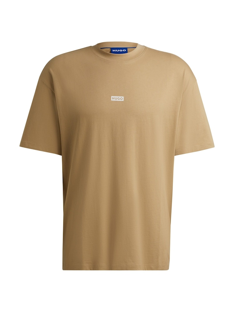 HUGO Blue Natural Logo Print 100% Cotton Jersey T-Shirt - Image 8 of 8