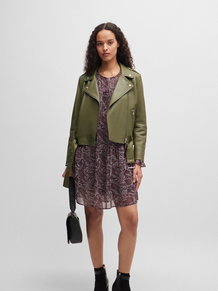 BOSS Green Buckled-Belt Jacket In Nappa Leather - Image 1 of 6