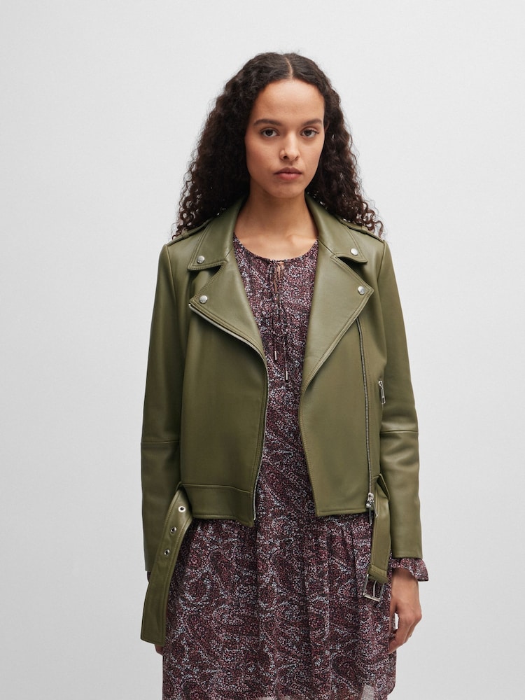 BOSS Green Buckled-Belt Jacket In Nappa Leather - Image 2 of 6