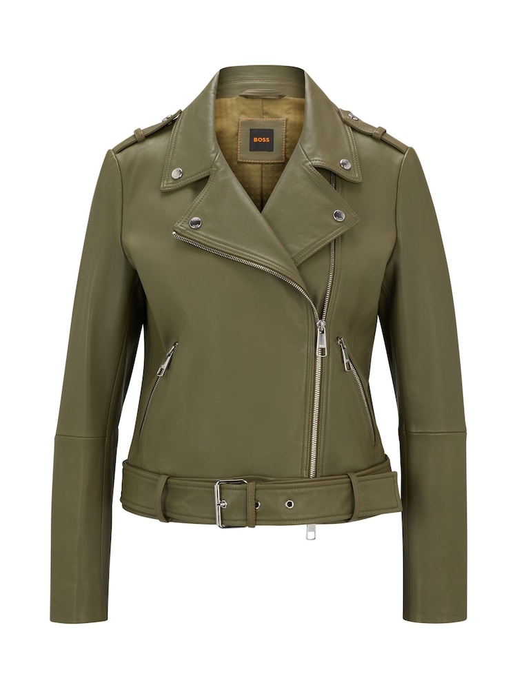 BOSS Green Buckled-Belt Jacket In Nappa Leather - Image 6 of 6