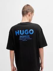 HUGO Black Logo Print 100% Cotton Jersey T-Shirt - Image 1 of 5