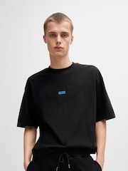 HUGO Black Logo Print 100% Cotton Jersey T-Shirt - Image 3 of 5