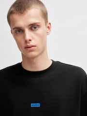 HUGO Black Logo Print 100% Cotton Jersey T-Shirt - Image 4 of 5
