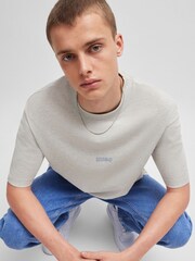 HUGO Grey 3D-Print Logos 100% Cotton Jersey T-Shirt - Image 4 of 6