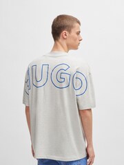 HUGO Grey 3D-Print Logos 100% Cotton Jersey T-Shirt - Image 5 of 6